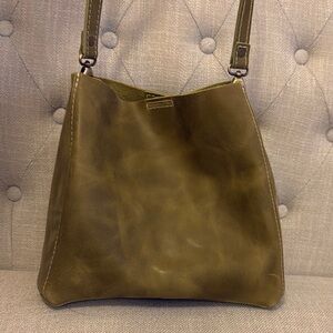 Olive Green Portland Leather Bucket Bag